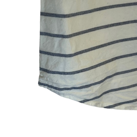 Denim & Flower Men's Shirt L White Blue Stripes Slim Fit Button Down - Picture 2 of 13